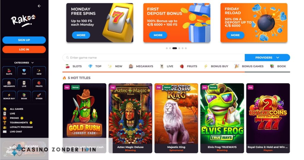 Rakoo casino Homepage